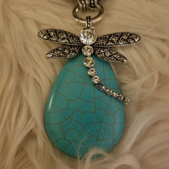 DRAGONFLY TIBET STATEMENT NECKLACE - Picture 1 of 4